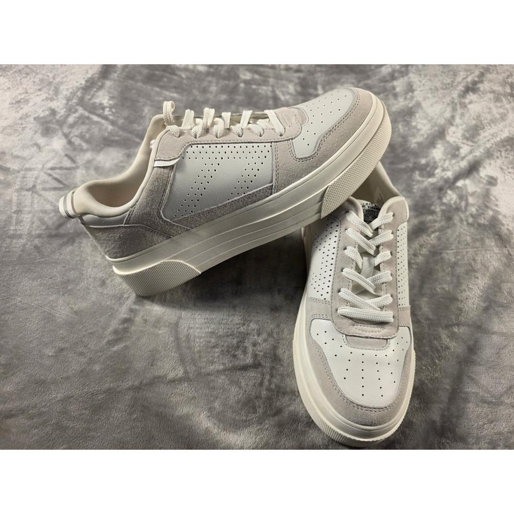 Le Tigre TW-Midtown Lo Sneakers Womens 9.5 White nubuck‎ Leather Platform